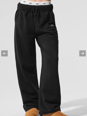 ALO Yoga Black Wide-Leg Track Pants